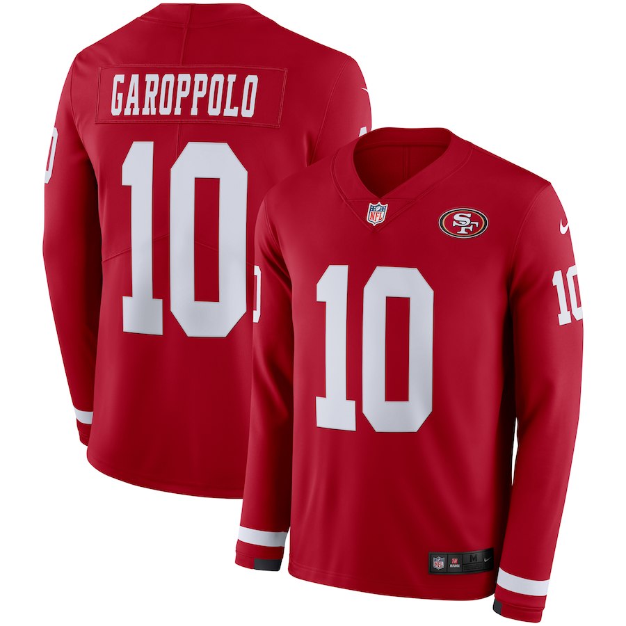 Men San Francisco 49ers #10 Garoppolo red Limited NFL Nike Therma Long Sleeve Jersey->houston texans->NFL Jersey